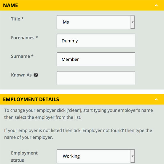 Screenshot from edit details screen